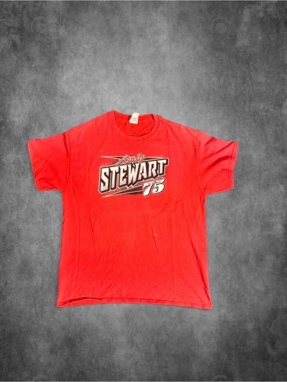 Andy Stewart red race car t-shirt